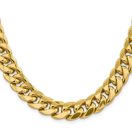 14KT YELLOW GOLD 13.2MM SEMI SOLID MIAMI CUBAN CHAIN - 3 LENGTHS