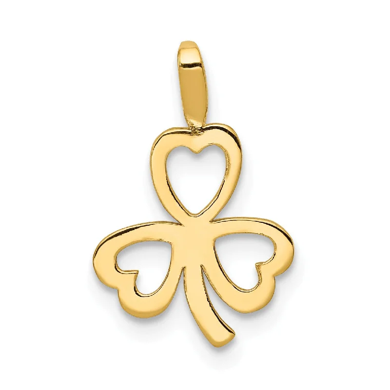 14KT Yellow Gold 15X10MM Clover Pendant. Chain Not Included