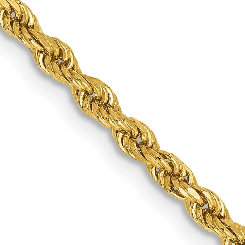 14KT Yellow Gold 20-inch 2.25MM Diamond-cut Lobster Clasp Rope Chain