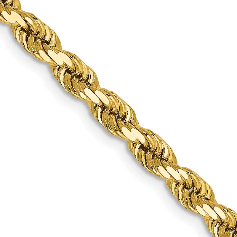 14KT Yellow Gold 22-inch 4MM Diamond-cut Lobster Clasp Rope Chain