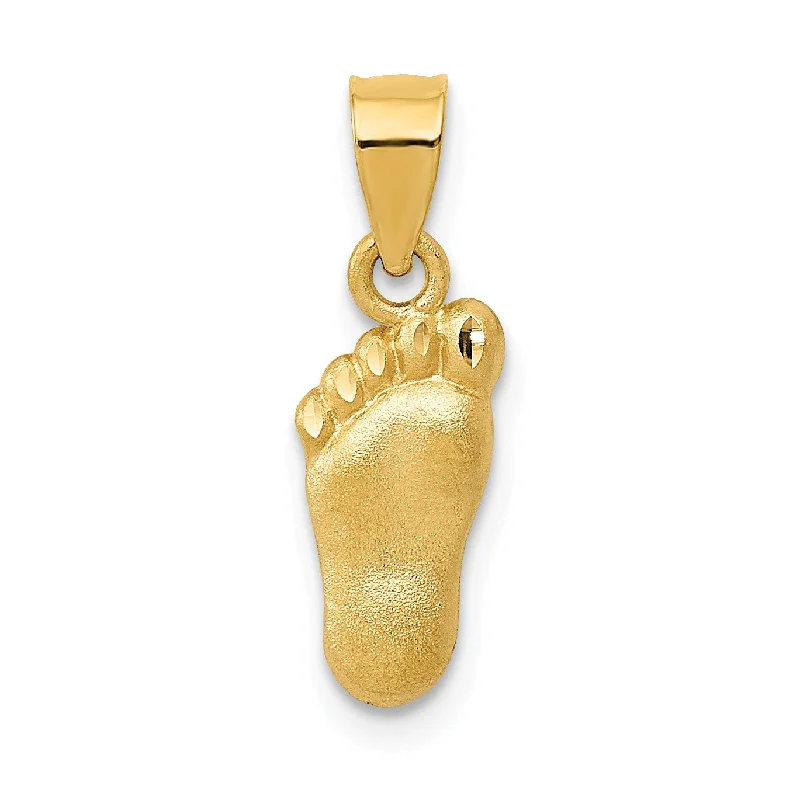 14KT Yellow Gold 23X6MM Diamond-cut Foot Pendant. Chain Not Included