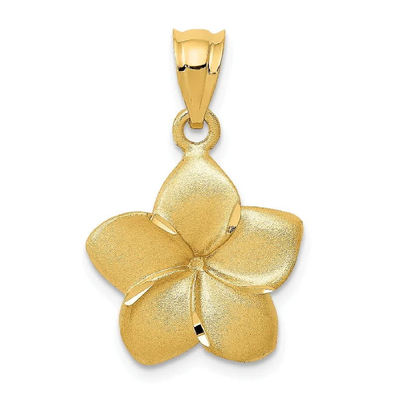 14KT Yellow Gold 24X15MM Flower Pendant. Chain Not Included