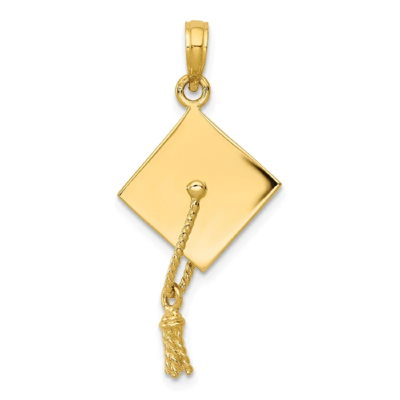 14KT Yellow Gold 30X15MM Graduation Cap Charm. Chain not Included