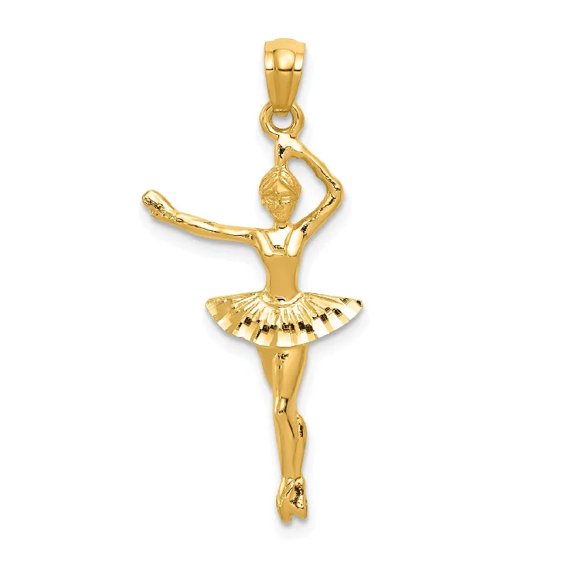 14KT Yellow Gold 32X15MM Ballerina Pendant. Chain Not Included