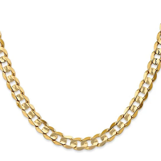 14KT YELLOW GOLD 6.75MM CONCAVE OPEN CURB CHAIN - 4 LENGTHS