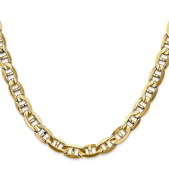 14KT YELLOW GOLD 7MM SOLID CONCAVE ANCHOR CHAIN NECKLACE - 5 LENGTHS