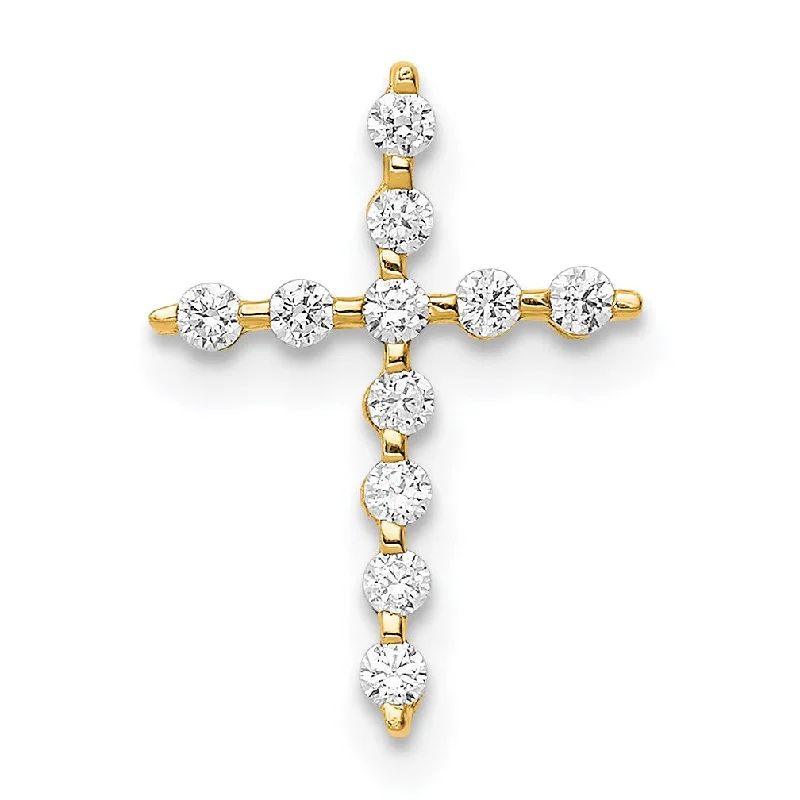 14KT Yellow Gold Cubic Zirconia Childrens Cross Pendant. Chain Not Included