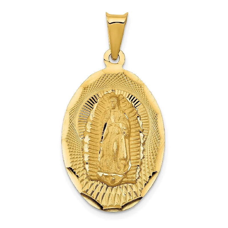 14KT Yellow Gold Diamond-cut Guadalupe Pendant-Chain Not Included