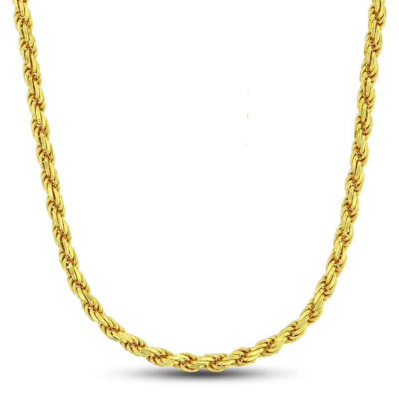 14KT Yellow Gold Plated Sterling Silver 24-inch 5MM Diamond-cut Chain