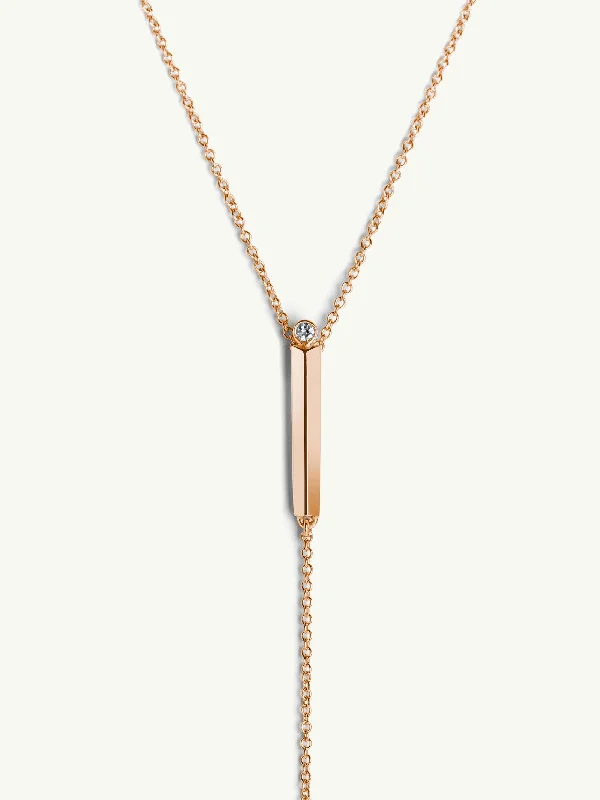 Aracelis Diamond Lariat Necklace in 18K Rose Gold