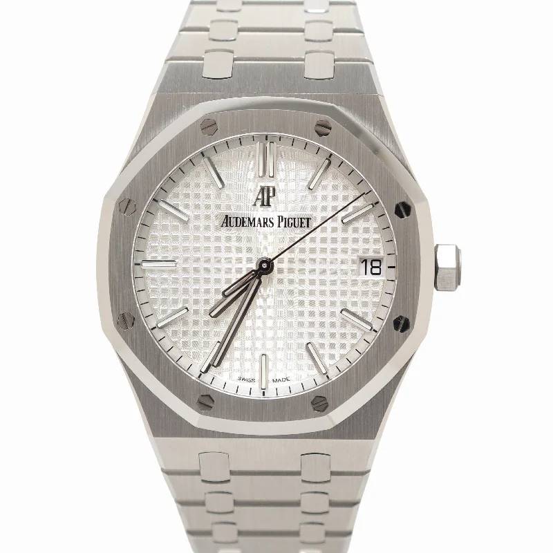 Audemars Piguet Royal Oak 41mm Stainless Steel White Grande Tapisserie Dial Watch Reference# 15500ST.OO.1220ST.04