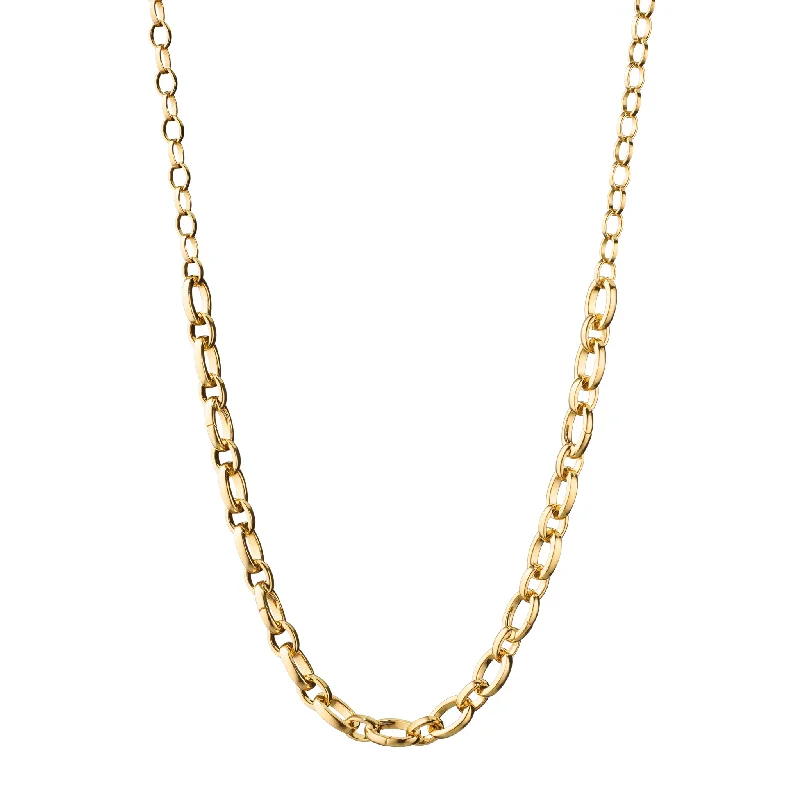 "Audrey" Link Charm Necklace in 18K Yellow Gold