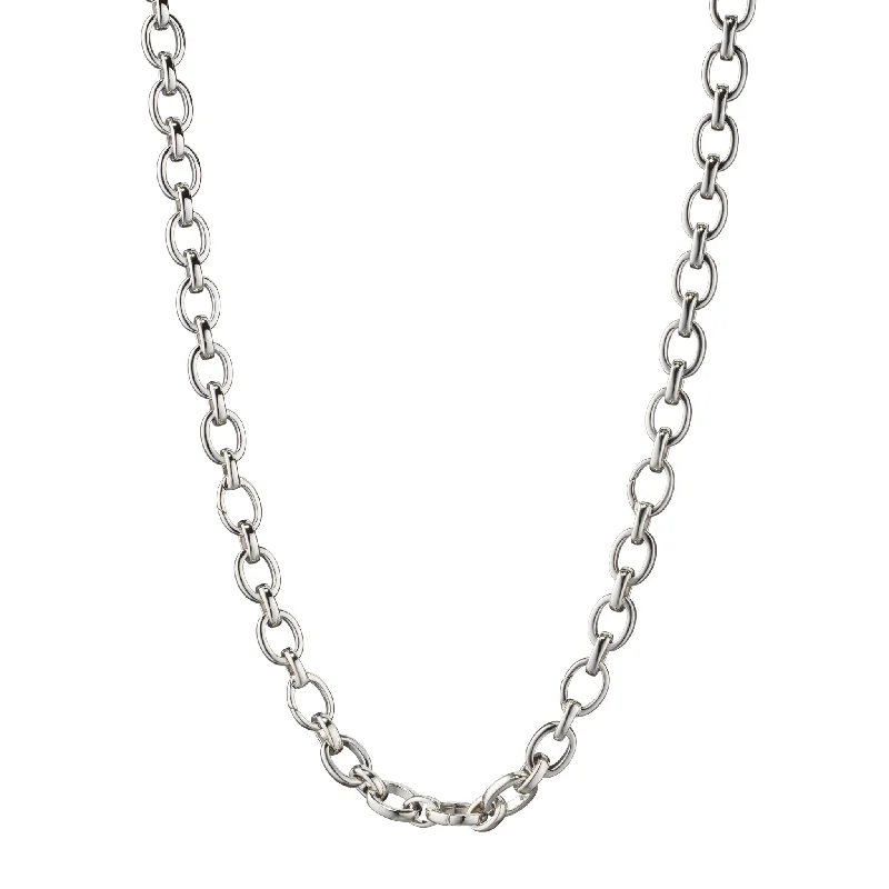 "Audrey" Link Charm Necklace in Sterling Silver