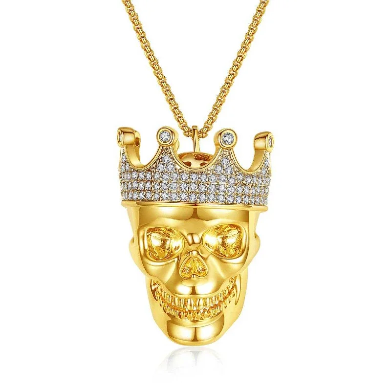 Cycolinks Hip Hop Skull Crown Cubic Zircon Necklace