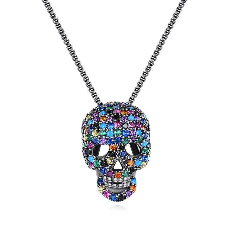 Cycolinks Rainbow Skull Cubic Zircon Necklace