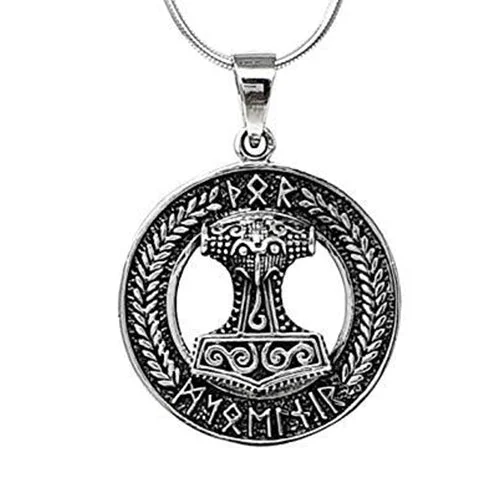 Silver Pendant Chain Thors Hammer For Men And Women