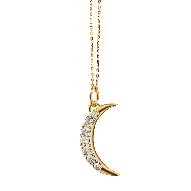 Diamond Moon Charm Necklace