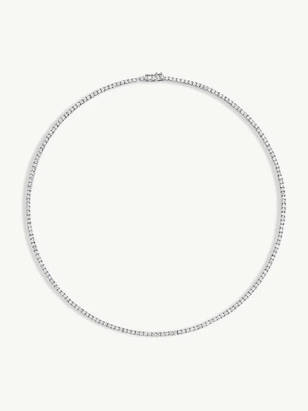 Eternity Brilliant-Cut White Diamond Tennis Necklace - 10.00 CTW