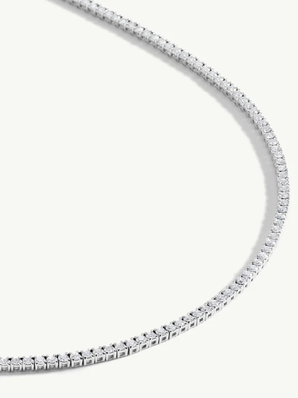 Eternity Brilliant-Cut White Diamond Tennis Necklace - 6.00 CTW