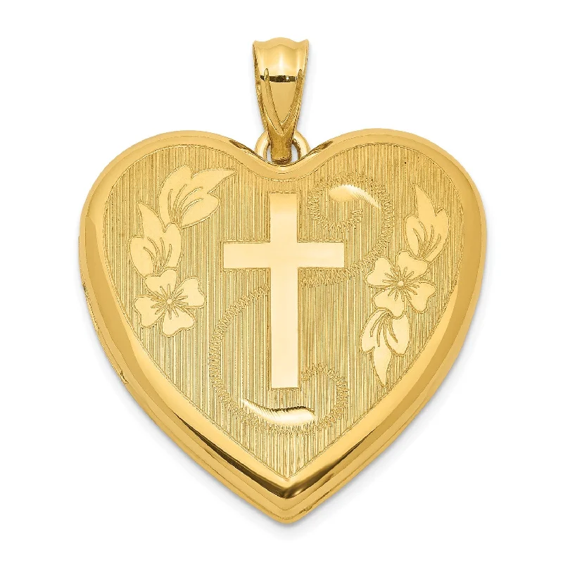 Gold Plated Sterling Silver Cross Heart Locket Ash Holder Pendant. Chain Not Included