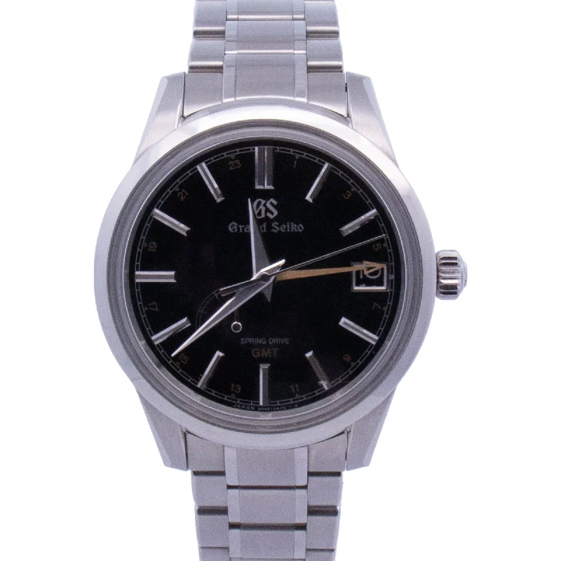 Grand Seiko Elegance GMT 40mm Stainless Steel 40mm Black Stick Dial Watch Reference# SBGE271G