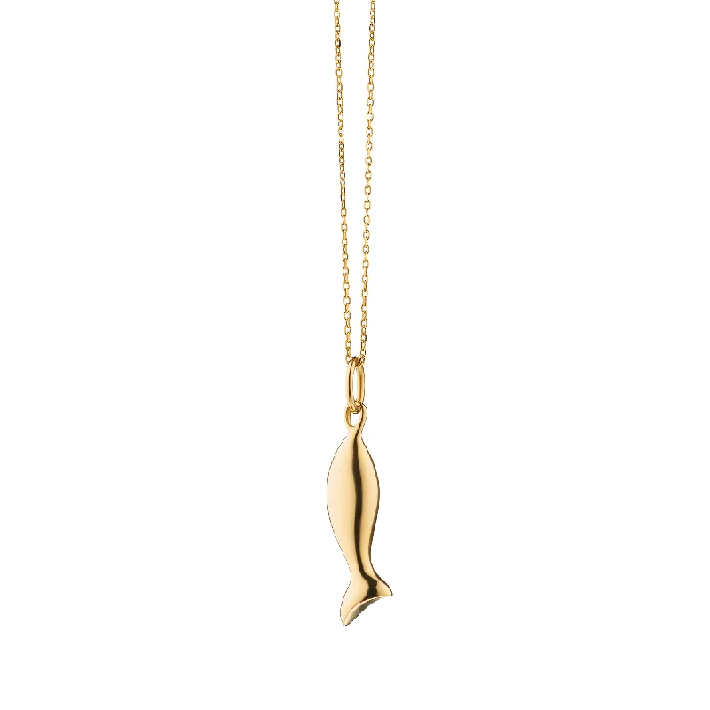 Mini "Perseverance" Fish 18K Gold Charm Necklace