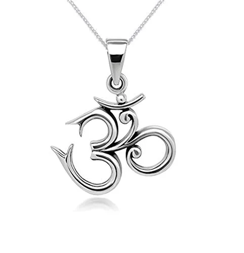 Aum 925 Silver Pendant on Silver Chain Necklace for Women