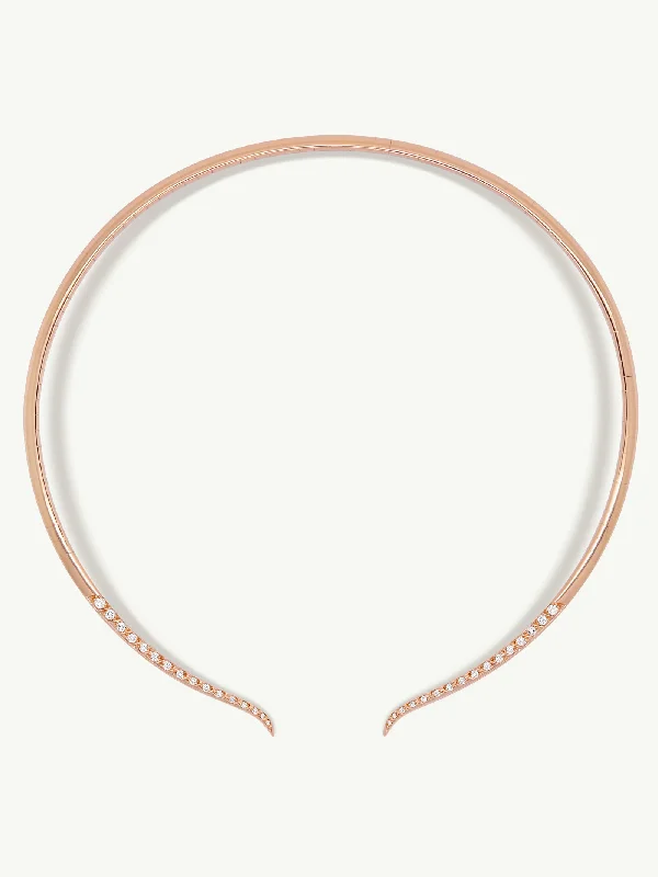 Palmyra Choker Necklace With Brilliant-Cut White Diamonds In 18K Rose Gold