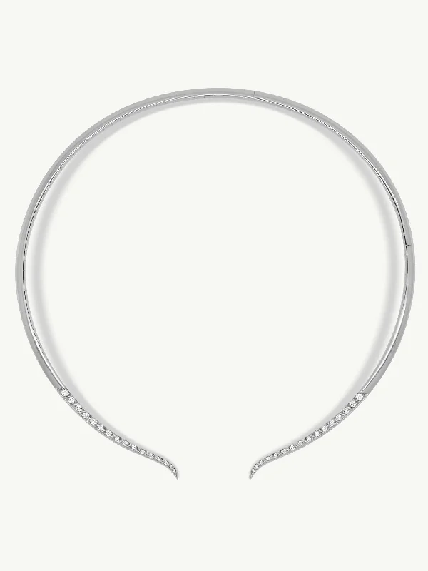 Palmyra Choker Necklace With Brilliant-Cut White Diamonds In 18K White Gold