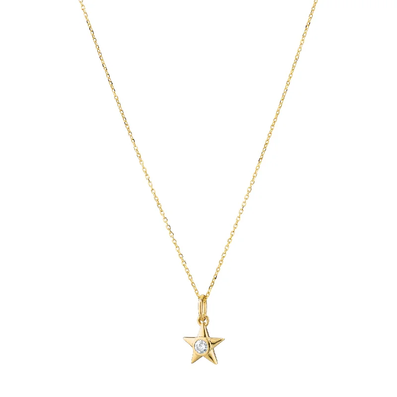 Reclaimed 18K Yellow Gold and Round Bezel Set Diamond Star Charm, 1 Diamond