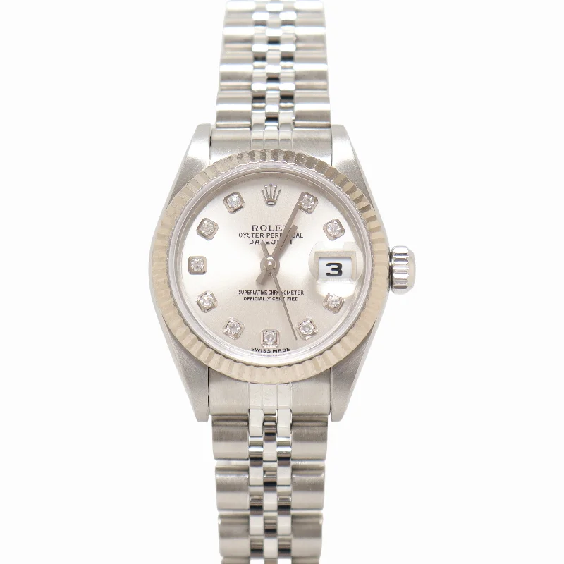 Rolex Date Stainless Steel 26mm White MOP Diamond Dial Watch | Ref#  69240