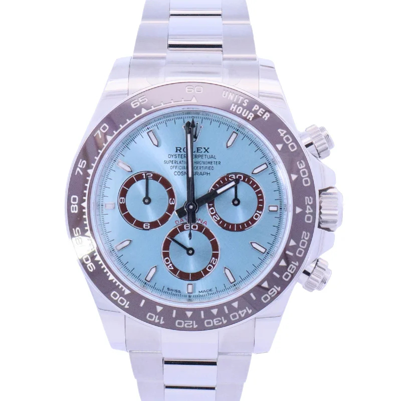 Rolex Daytona 40mm Platinum Ice Blue Chronograph Dial Watch Reference# 126506