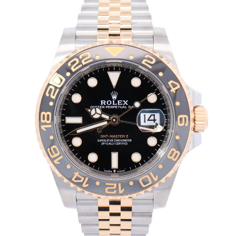 Rolex GMT-Master II "Guinness" Yellow Gold and Stainless Steel Black Dot Dial Watch Reference# 126713GRNR