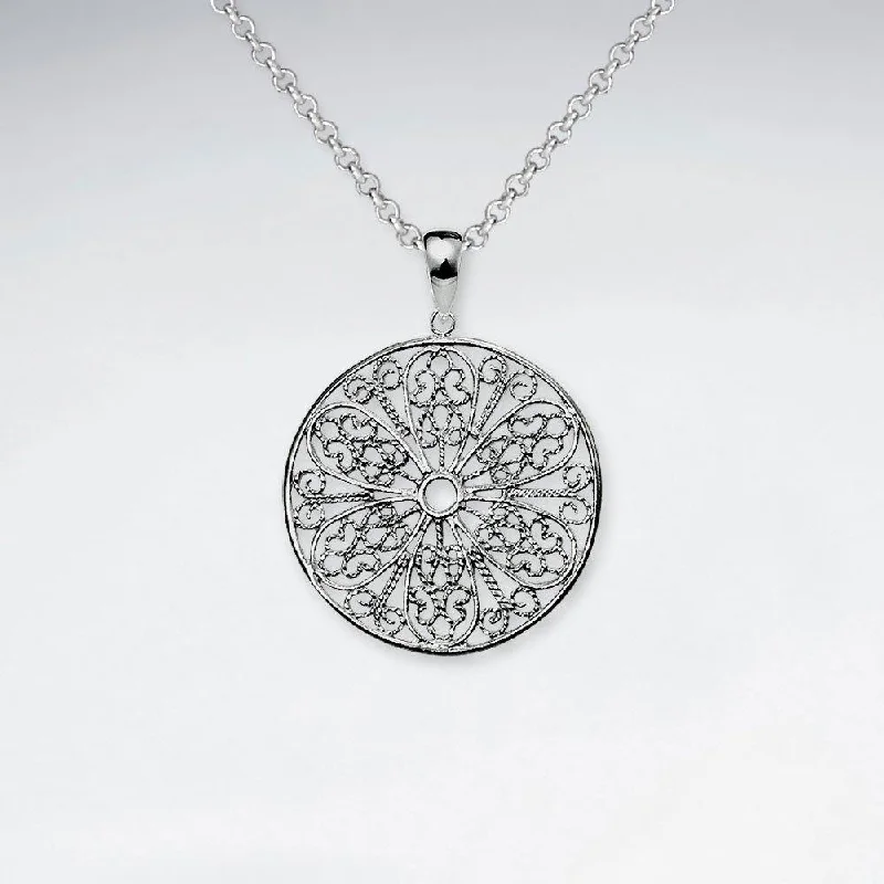 Round Pattern Silver Pendant