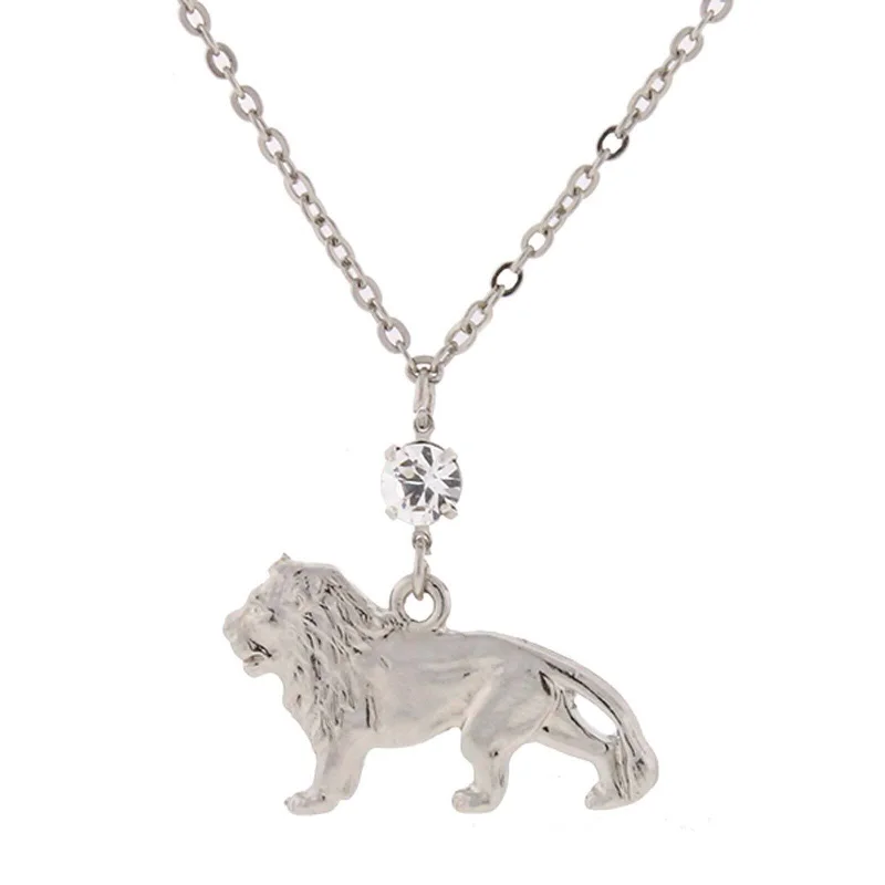 1928 Jewelry Crystal Cecil The Lion Pendant Necklace 16" + 3" Extender