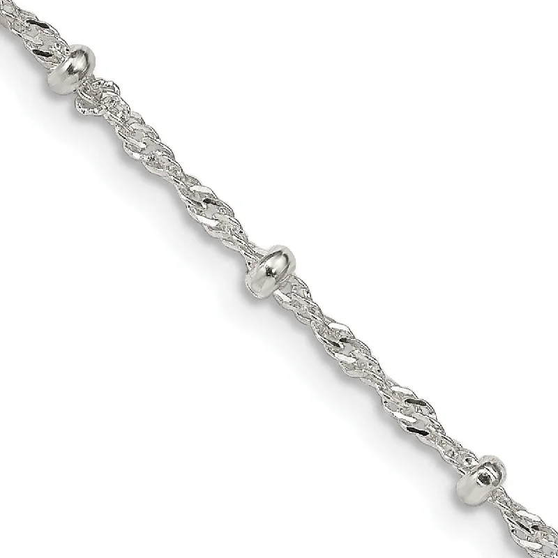 Sterling Silver 20-inch 2.5MM Beaded Singapore Chain