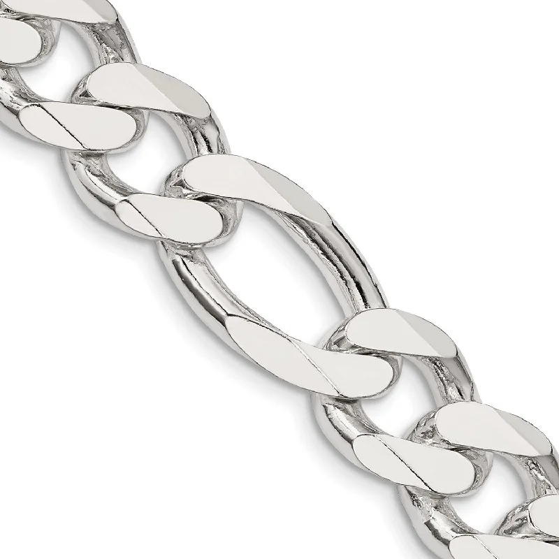 Sterling Silver 28-inch 13.5MM Figaro Chain