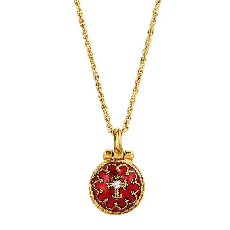 Symbols Of Faith Hand Enamel Enclosed Virgin Mary Lift Up Pendant Necklace 16" + 3" Extender