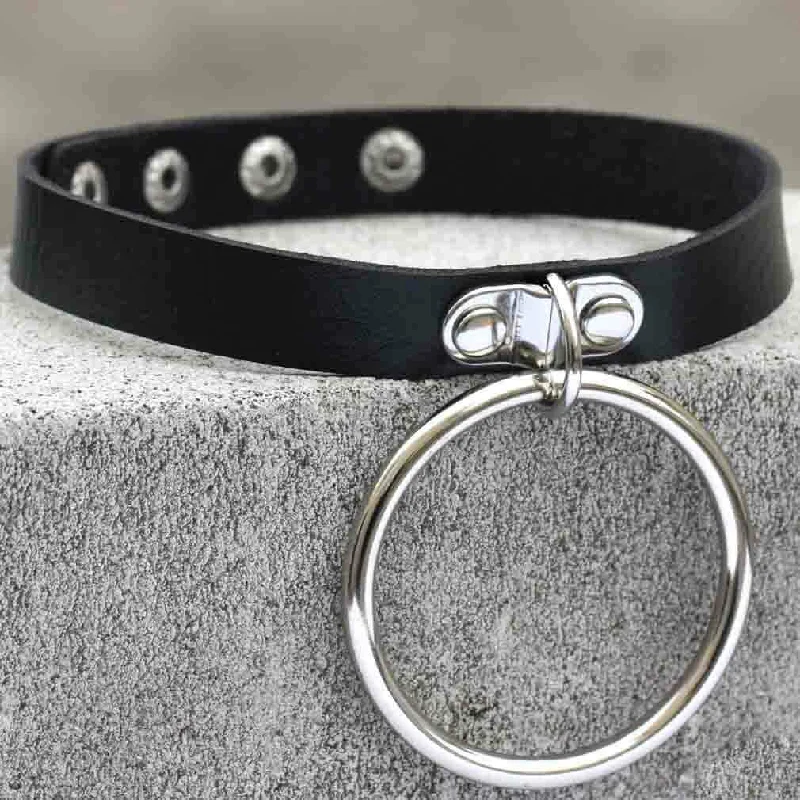 Women's Punk Black Choker With Big O-ring