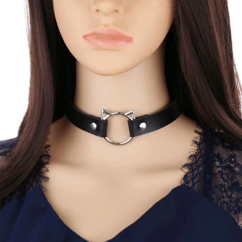 Women's Punk Cat Button Choker