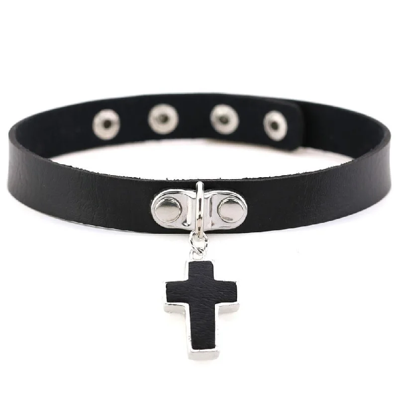 Women's Punk Christian Cross Choker