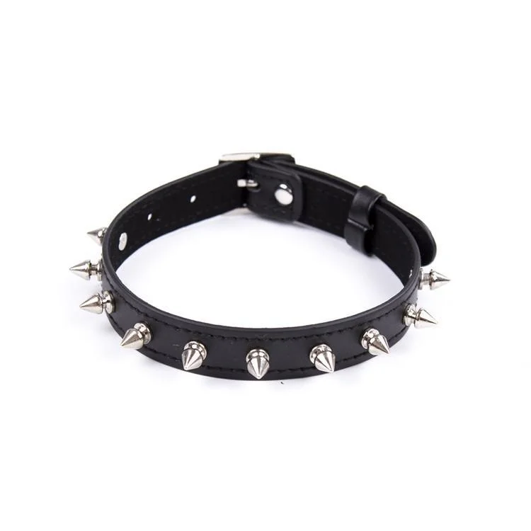 Women's Punk Faux Leather Rivet Choker