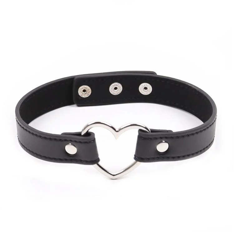 Women's Punk  Heart Black Choker