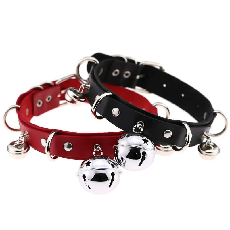 Women's Punk Little Bell PU Leather Choker