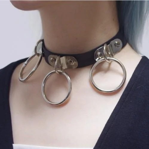 Women's Punk Three O-Ring Choker