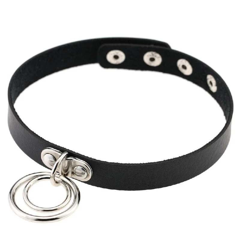 Women's Punk Two O-Ring Plain Choker