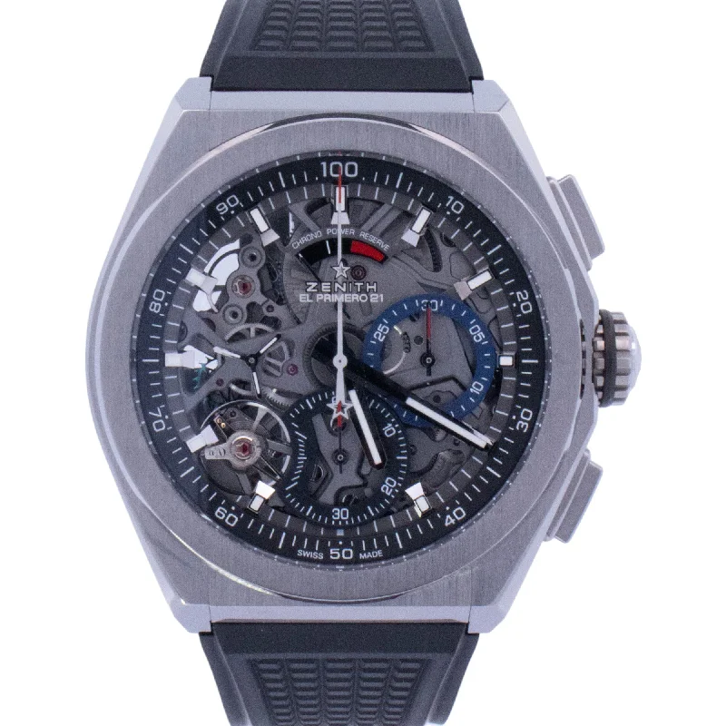 Zenith Defy El Primero 44mm Brushed Titanium Skeleton Chronograph Dial Watch Reference# 95.9000.90041/78.R782