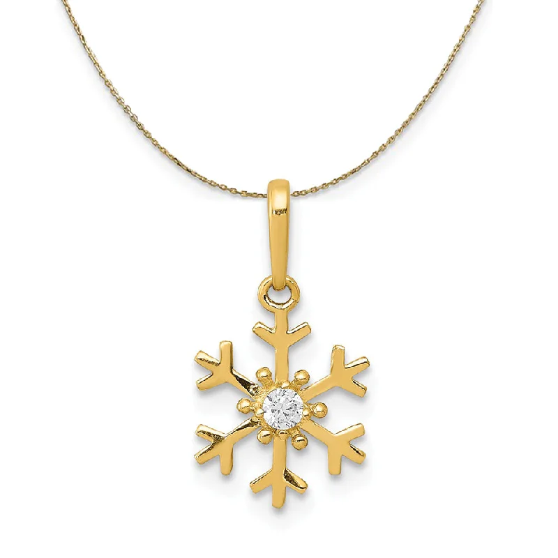 14k Yellow Gold & Cubic Zirconia Snowflake Necklace