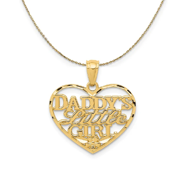 14k Yellow Gold Daddy's Little Girl Heart Necklace