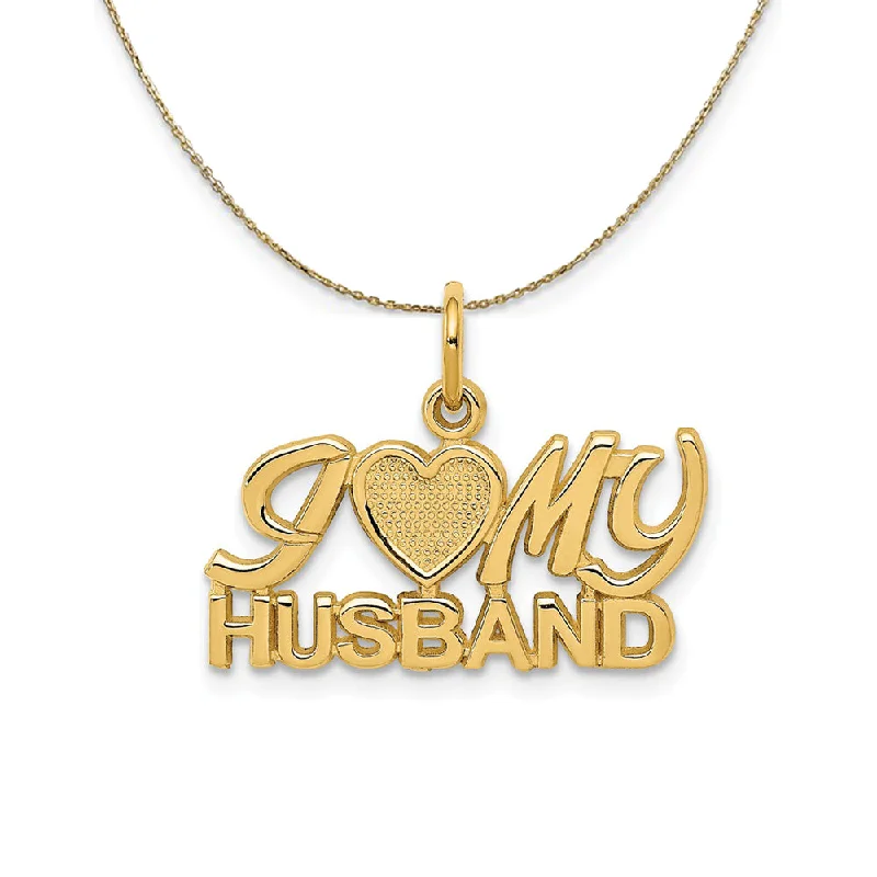 14k Yellow Gold Polished I Heart My Husband Necklace